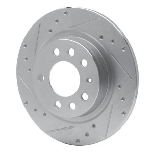 Pontiac Solstice Brake Rotor (1) - Rear Left - R1 Concepts - Drilled & Slotted - Silver - `06-`10